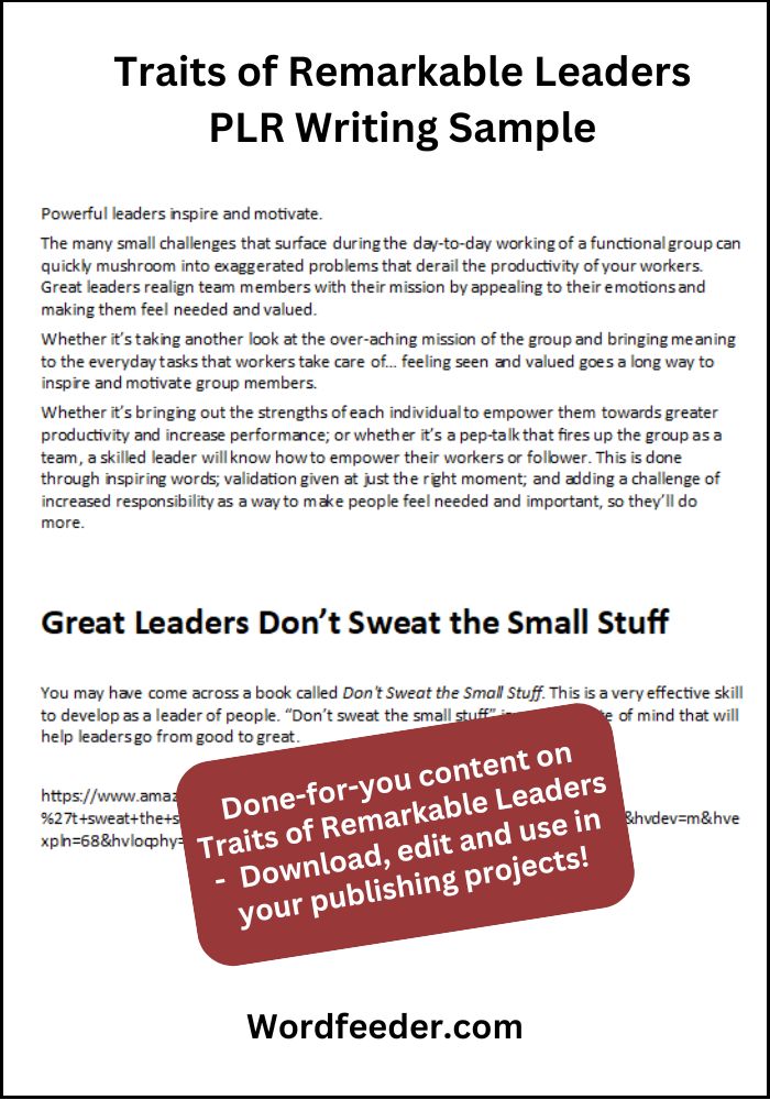 traits of remarkable leaders plr article sample